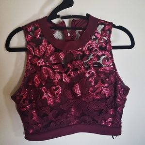 Sequin Burgundy 2 Piece Dress